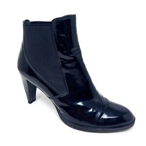 Stuart Weitzman Osgood Bootie Womens Size 9 M Black Patent Platform Chelsea Boot